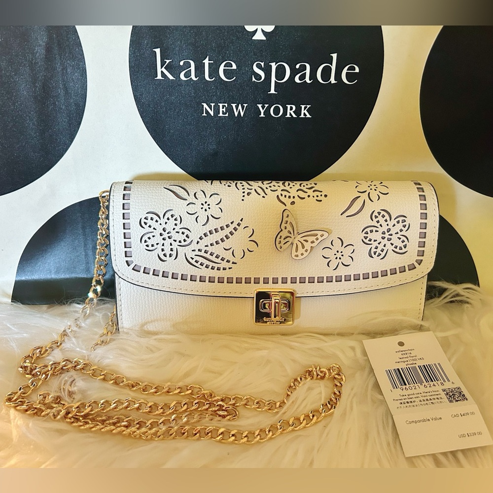 Kate Spade ♠️ New York Festival Floral Meringue Phoebe With Gold Chain NWT